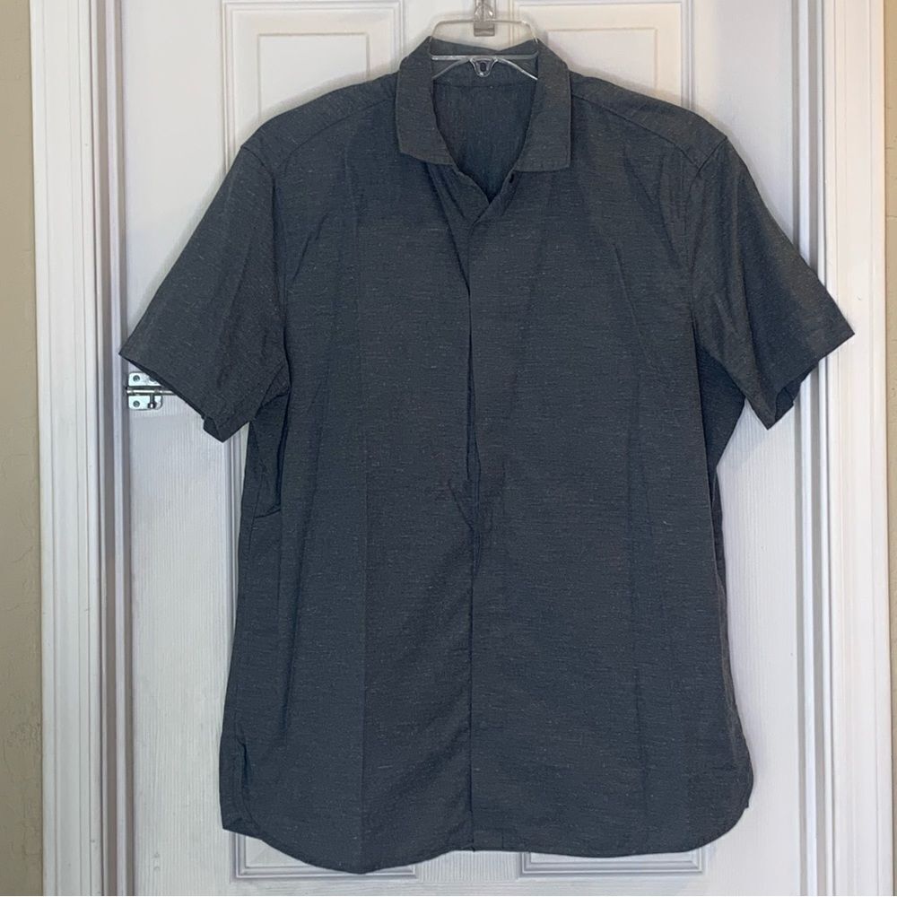 Lululemon The Gamer Button Down Heathered Deep Gray Size XXL